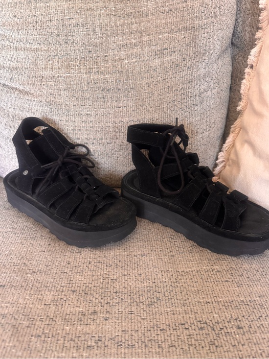 BearPaw Shoes - BearPaw Black Platform Gladiator Sandals with Lace-Up Ankle